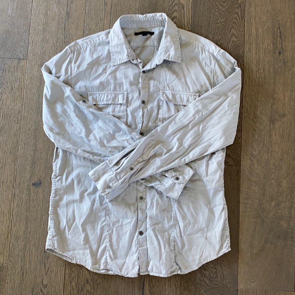 John Varvatos gray button down- L